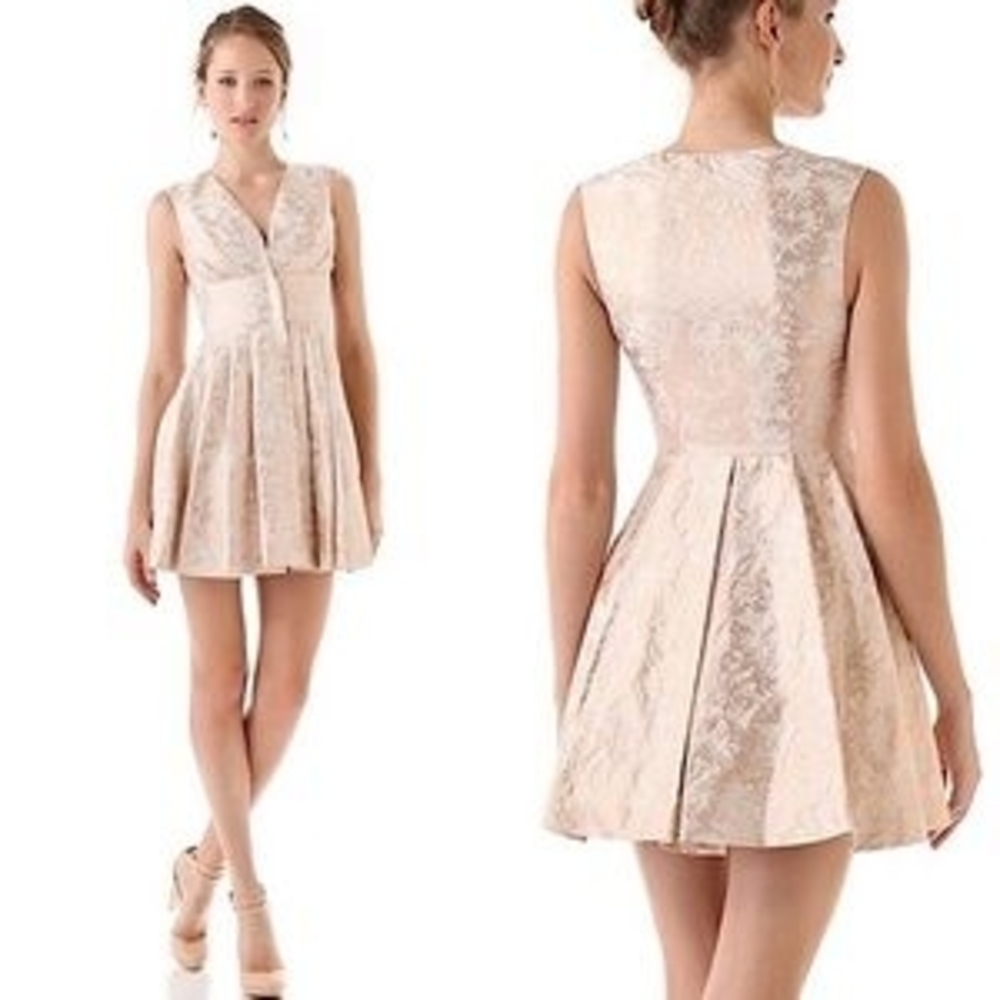 Rachel Zoe Cream And Gold Mini Dress